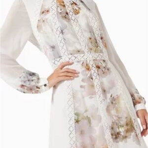 Ted Baker Floral and Meirion Lace Sleeve Dress